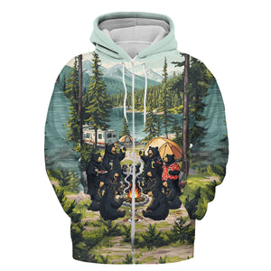 Friends, Fires, Fun Camping Crew Black Bear All Over Print Shirt