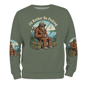 I'd Rather Be Fishing Bigfoot All Over Print Shirt