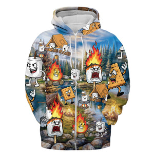 Vintage Camping Burnt Mashmallow All Over Print Shirt