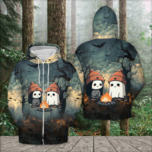 Cute Ghost Camping Crew All Over Print Shirt