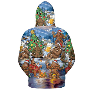 Bigfoot Camping In Santa Costume All Over Print Shirt