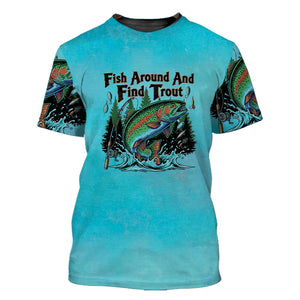 Fish Around And Find Trout Retro Graphic All Over Print Shirt