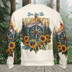 Live For The Moments Compass Sunflower All Over Print Shirt
