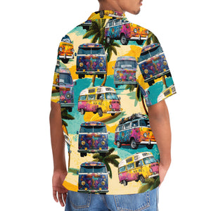 Vintage Camping Car On The Beach Hawaiian Shirt