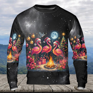 Merry Christmas Flamingo Camping All Over Print Shirt