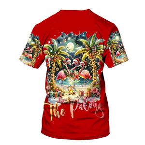 Christmas Deck The Palms Flamingo All Over Print Shirt