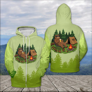 Funny Bear Drinking Camping All Over Print Shirt