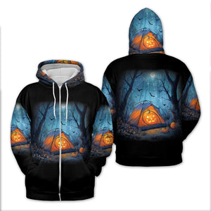 Halloween Pumpkin Camping All Over Print Shirt