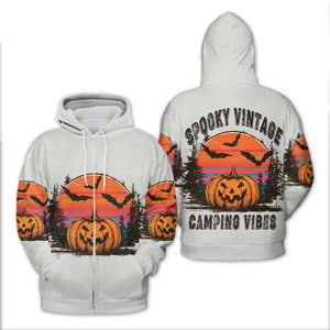 Retro Spooky Vintage Camping Vibes Halloween All Over Print Shirt