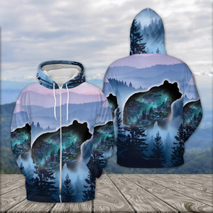 Aurora Bear Adventure Mountain All Over Print Shirt