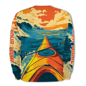 Custom Name Sunset Kayaking Scene All Over Print Shirt