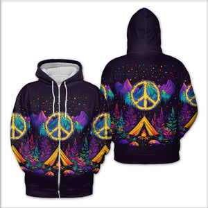 Camping Peace Sign All Over Print Shirt