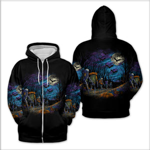 Skeleton Trekking Adventure Night Halloween All Over Print Shirt