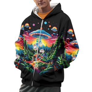 Alien UFO Abduction On Camping Site Night All Over Print Shirt