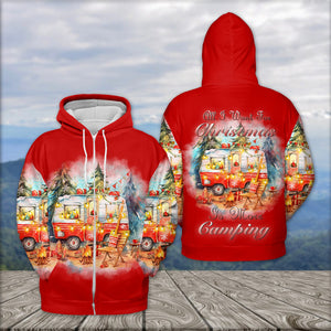 Red All I Want For Christmas Is Camping All Over Print Shirt