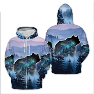 Aurora Bear Adventure Mountain All Over Print Shirt