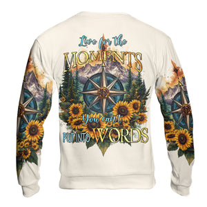 Live For The Moments Compass Sunflower All Over Print Shirt