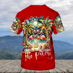 Christmas Deck The Palms Flamingo All Over Print Shirt