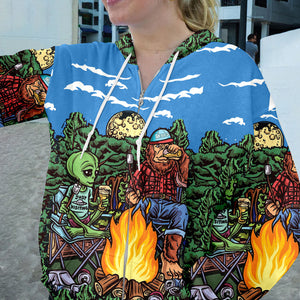 Alien Bigfoot Camping All Over Print Shirt