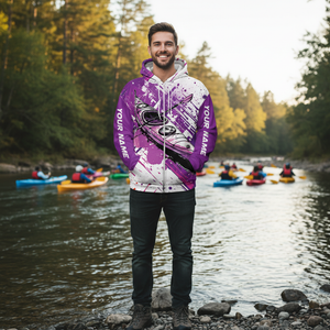 Custom Name Kayaking Purple All Over Print Shirt