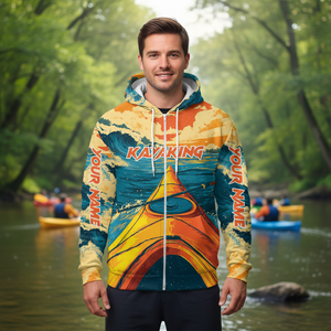 Custom Name Sunset Kayaking Scene All Over Print Shirt