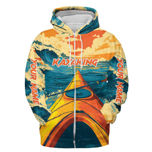 Custom Name Sunset Kayaking Scene All Over Print Shirt