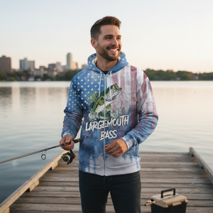 Largemouth Bass American Flag All Over Print Shirt