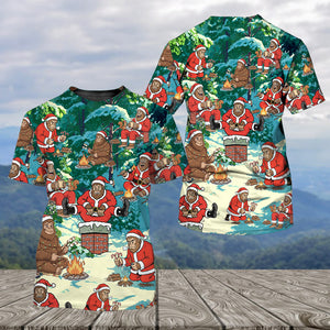 Bigfoot Camping Xmas All Over Print Shirt