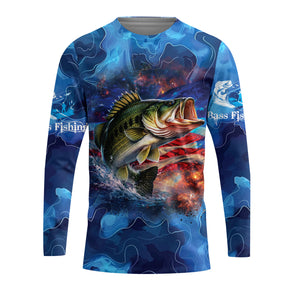 Blue Bass Fishing Patriotic All Over Print Shirt