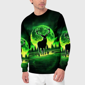 Deer Green Moonlit Art All Over Print Shirt