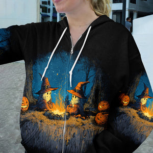 Spooky Pumpkin Campfire Night All Over Print Shirt