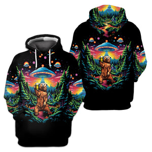 Bear Alien Night Drinking All Over Print Shirt