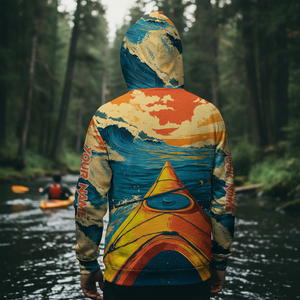 Custom Name Sunset Kayaking Scene All Over Print Shirt