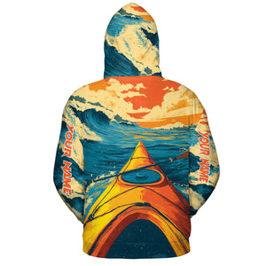 Custom Name Sunset Kayaking Scene All Over Print Shirt
