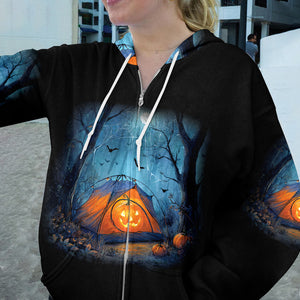 Halloween Pumpkin Camping All Over Print Shirt