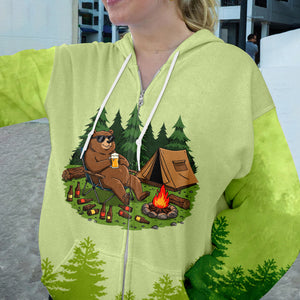 Funny Bear Drinking Camping All Over Print Shirt