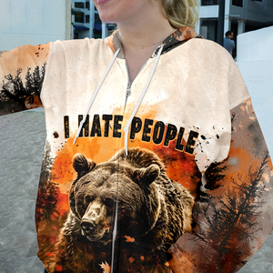 Bear Forest I Hate People All Over Print Shirt