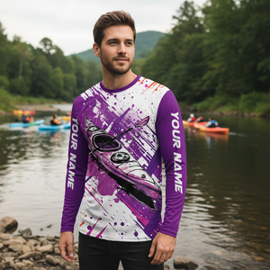 Custom Name Kayaking Purple All Over Print Shirt