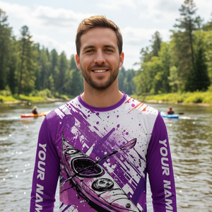 Custom Name Kayaking Purple All Over Print Shirt
