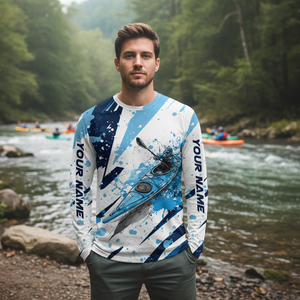 Custom Name Kayaking Blue All Over Print Shirt