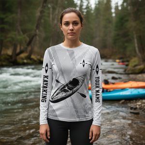 Custom Name Kayaking Black And White All Over Print Shirt