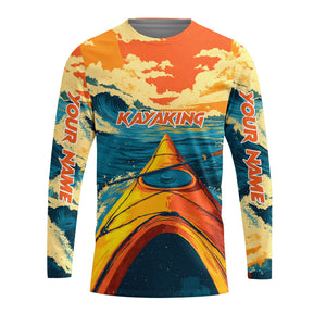 Custom Name Sunset Kayaking Scene All Over Print Shirt
