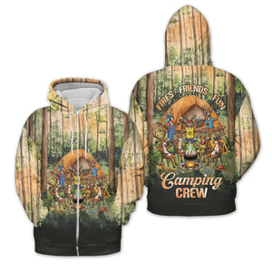 Friends, Fires, Fun Camping Crew Deer All Over Print Shirt