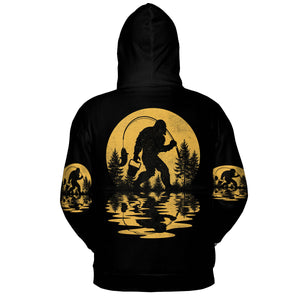 Bigfoot Fishing Forest Vintage All Over Print Shirt