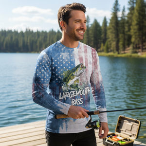 Largemouth Bass American Flag All Over Print Shirt