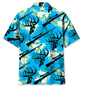 Deer Hunting Hibiscus Hawaiian Shirt
