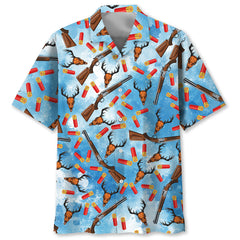 Deer Hunting Blue Hawaiian Shirt
