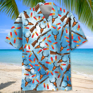 Deer Hunting Blue Hawaiian Shirt