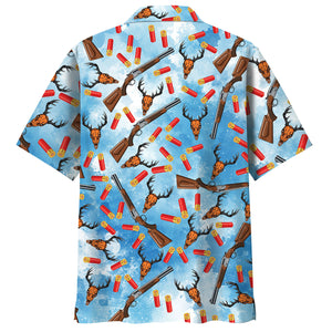Deer Hunting Blue Hawaiian Shirt