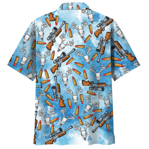 Funny Deer Hunting Blue Hawaiian Shirt